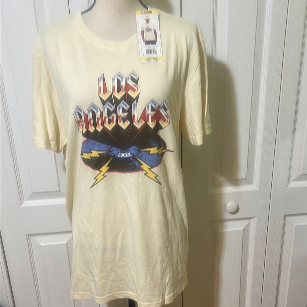Lucky Brand Los Angeles Graphic Tee in Cream
